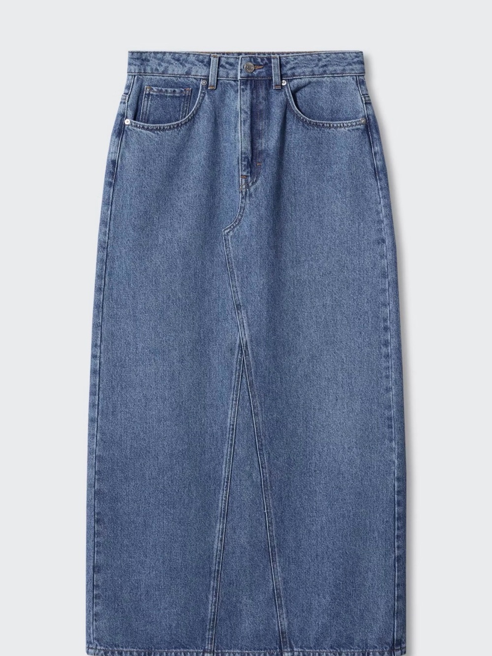 Mango Long Medium Blue Denim Skirt